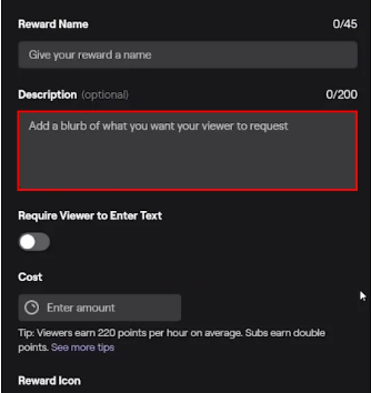 twitch add a short description for your reward